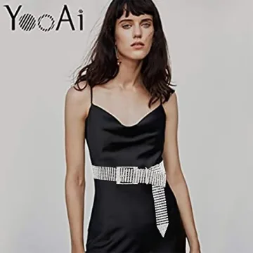YooAi Crystal Belt for Women - Elegant Rhinestone Waist Belt