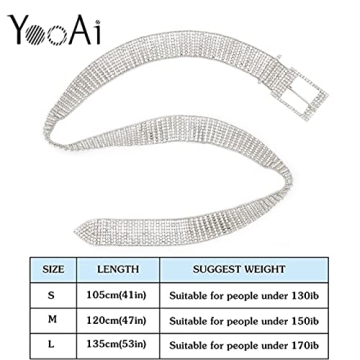 YooAi Crystal Belt for Women - Elegant Rhinestone Waist Belt