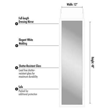 Americanflat 15x51 Over The Door Mirror - Hanging Full Length Mirror with Engineered Wood - Modern M...