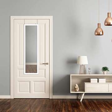 Americanflat 15x51 Over The Door Mirror - Hanging Full Length Mirror with Engineered Wood - Modern Mirror for Bathroom, Bedroom, Living Room - Mirrors for Wall Display and Home Decor - White
