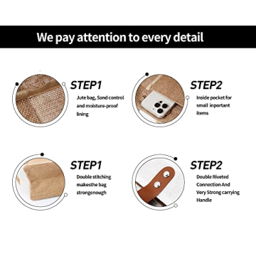 PZLND 30L Reusable Jute Burlap Tote Bag with Handles,Fashionable Silk Scarf,Waterproof and Inner Pocket,Women's Beach Tote,Grocery bag,Suitable for Everyday Shopping,Picnics,Working.