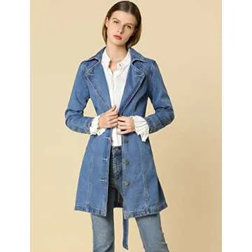 Allegra K Trench Jean Jacket Stylish Comfortable Denim