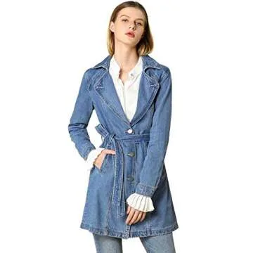Allegra K Trench Jean Jacket Stylish Comfortable Denim