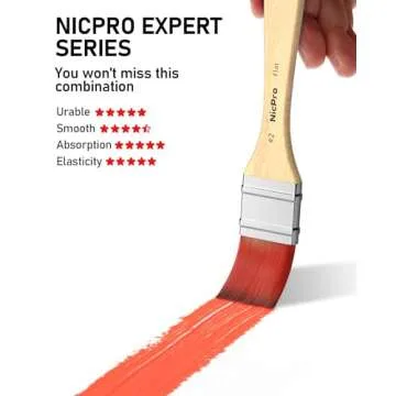 Nicpro 26pcs Paint Brush Set, Professional Paintbrushes with Palette Knife and Cloth Roll, Artist Pa...