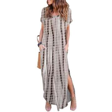 Stylish HUSKARY Women's Tie Dye Maxi Dress - Casual & Versatile