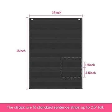 Auchq Magnetic Pocket Chart,Standard Pocket Chart with 7+1 Pockets,14 Double-Sided Dry-Eraser Cards for Daily Schedule,Class Demonstrations,Classroom Office Home Activities (Black)
