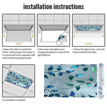 Drop Ceiling Light Cover 4x2' Eco-friendly Retro Design