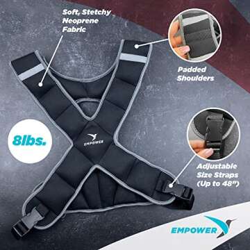 Empower Weighted Vest for Women - Workout Vest - Fixed 8lbs or Adjustable 10-12-14-16lbs - Adds Resistance to Fitness Routine - Increases Intensity To Burn More Calories
