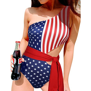 American Flag Swimsuits for Women 4th of July Swimsuits for Women One Piece Bathing Suit for Women O...