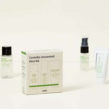 PURITO Centella Unscented line Travel kit (Mini) / Toner 30ml, Serum 15ml, Cream 12ml