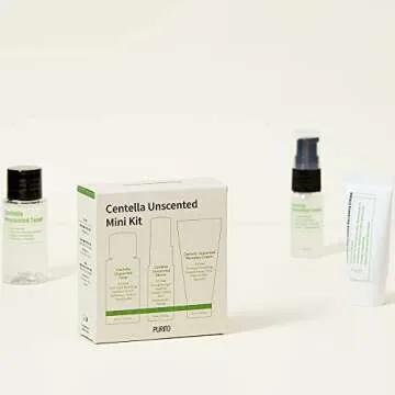 PURITO Centella Unscented line Travel kit (Mini) / Toner 30ml, Serum 15ml, Cream 12ml