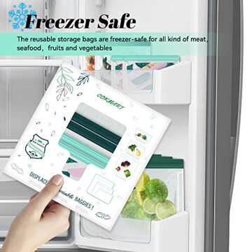 8-Pack Reusable Freezer Bags Silicone, Reusable Sandwich Bags and Reusable Snack Bags for Kids Travel/Home Organization, Reusable Food Storage Bags Dishwasher Safe/BPA Free