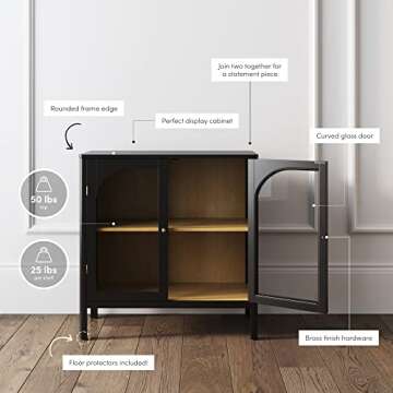Nathan James Mason Storage Cabinet Modern Buffet with Glass Doors