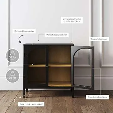 Nathan James Mason Storage Cabinet Modern Buffet with Glass Doors