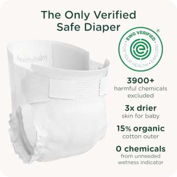 HealthyBaby Our Diapers | EWG Verified Safe & Plant-Based Diapers | Leak Protection | Soft Organic C...