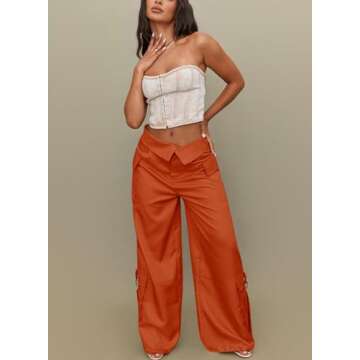 RAISECOM Women's Satin Cargo Pants - Stylish, Comfortable, Versatile & Functional