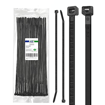 HS UV Protected Zip Ties 12 Inch, 100 Pack - Strong Nylon Cable Ties