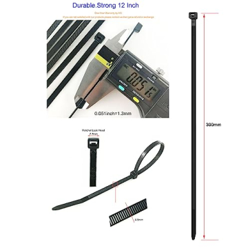 UV Protected 12 Inch Zip Ties - 100 Pack for Outdoor Use