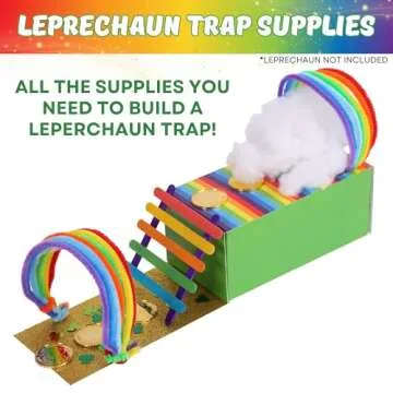 XOXO Parents Leprechaun Trap Kit: 17 Days of Leprechaun Activities - St Patrick's Day Gifts for Kids - Includes Trap, Tricks, Footprints, Gold Coins, Stickers, Supplies, Toys, Shamrock, and More!
