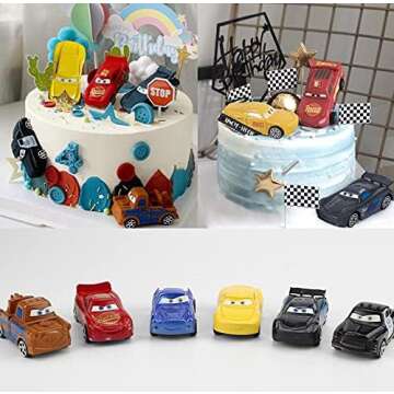 12 Pcs Mini Racers Cars Miniature Car Figurine Toys for Car Cake Toppers Cupcake Decorations Party Stocking Stuffers
