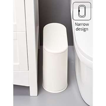 Baosia 8 Liter White Rectangular Plastic Trash Can Wastebasket with Press Type Lid,2.1 Gallon Slim Trash Bin,Narrow Trash Can Waste Bins for Bedroom, Bathroom, Office,Kitchen，Powder Room