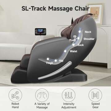 Real Relax Massage Chair Favor-06, Full Body Zero Gravity SL-Track Shiatsu Massage Recliner Chair with APP Control, Brown