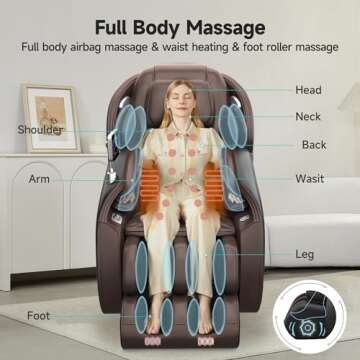 Real Relax Massage Chair Favor-06, Full Body Zero Gravity SL-Track Shiatsu Massage Recliner Chair with APP Control, Brown