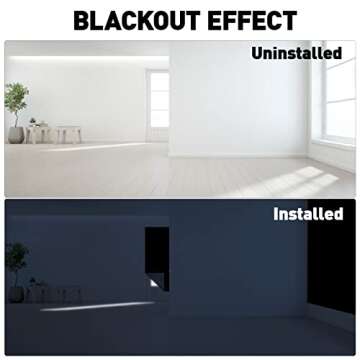 Updated CJLL 100% Blackout Shades, Blackout Curtains, Portable Window Curtain Shade 100% Black Out Room Darkening Light Blocking Drapes for Bedroom Living Room - 79" x 57", Black & Silver