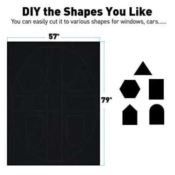 Updated CJLL 100% Blackout Shades, Blackout Curtains, Portable Window Curtain Shade 100% Black Out Room Darkening Light Blocking Drapes for Bedroom Living Room - 79" x 57", Black & Silver