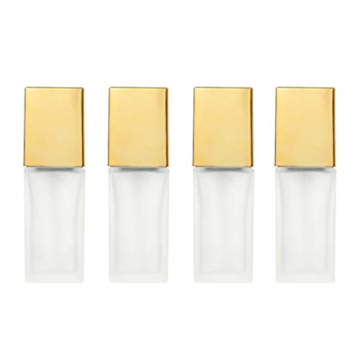 USRommaner 4 Pack,1 oz/30ml Matte Glass Essence Lotion Pump Bottle,Empty Square Cosmetic Container T...