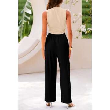 PRETTYGARDEN Women's Summer 2 Piece Outfits Ribbed Knit Lounge Sets Tracksuit Sleeveless Crop Tank T...