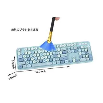 UBOTIE Colorful Computer Wireless Keyboard Mouse Combos, Typewriter Flexible Keys Office Full-Sized Keyboard, 2.4GHz Dropout-Free Connection and Optical Mouse (Blue-Colorful)