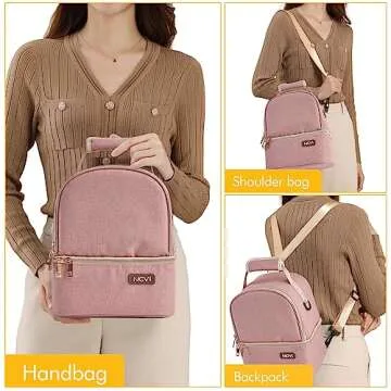 NCVI Breastmilk Cooler Bag with 2 Ice Pack, Breast Pump Bag with Cooler Fits 6 Bottles, Double Layer Breast Milk Baby Bottle Cooler Bag, for Travel, Nursing Mom Daycare, Work, Picnic (Pink)