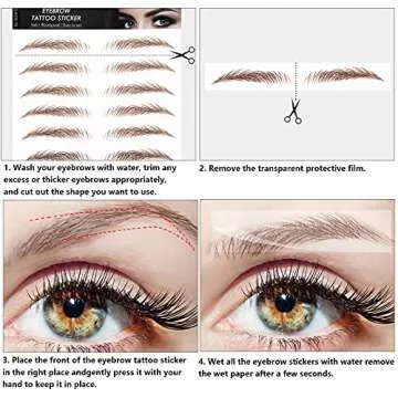 Blulu 9 Sheets Eyebrow Tattoos for Women Waterproof Eyebrow Tattoo Sticker 4D Eyebrow Tattoo Eyebrow...