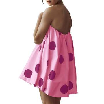 Meladyan Women’s Elegant Polka Dot Bubble Mini Dress - Strapless & Backless
