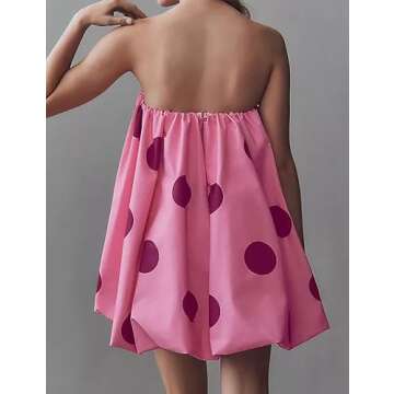 Meladyan Polka Dot Bubble Mini Dress for Women