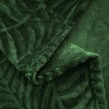 SOCHOW Super Soft Flannel Fleece Throw Blanket, Lightweight Cozy Warm Leaves Textured Plush Blanket for Bed Couch Sofa, 50 x 60 Inches, Olive Green