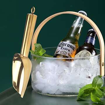 MaudCara® Metal Ice Scoop for Freezer,3 OZ Small Ice Scooper Kitchen Utensils,Multipurpose for Cook...