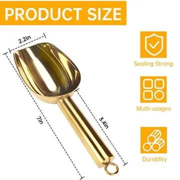 MaudCara® Metal Ice Scoop for Freezer,3 OZ Small Ice Scooper Kitchen Utensils,Multipurpose for Cookie Scoop,Popcorn Scoop,Flour Scoop,Dog Food Scoop(Gold)