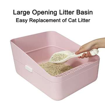 Sfozstra Open Litter Box,Prevent Sand Leakage, Durable High Side Sifting Litter Box for Small Cats,E...