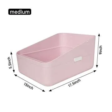 Sfozstra Open Litter Box,Prevent Sand Leakage, Durable High Side Sifting Litter Box for Small Cats,Enclosed,Secure and Odor Litter Box, Removable Litter Box, Easy to Clean(Pink M)