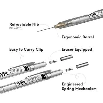 MozArt Mechanical Pencil Set - 4 Sizes with Refills and Case