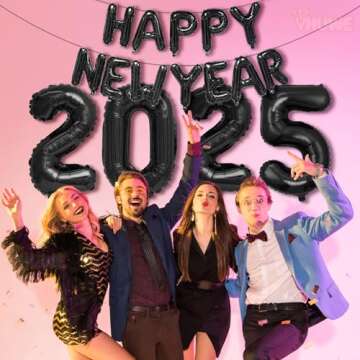 40 Inch Number 2025 Balloons Black, Giant Foil Mylar Helium Balloons for 2025 New Years Party Decorations New Years Eve Party Supplies Decoracion De Año Nuevo 2025 Graduation | Black