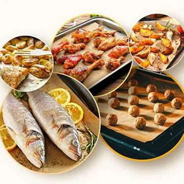 VITEVER Parchment Paper Sheets, Unbleached Parchment Baking Sheets, Precut Parchment Paper 12 x 16 IN, Non-Stick Parchment Paper for Baking Grilling Air Fryer Steaming Bread Cake Cookie - 50 Count