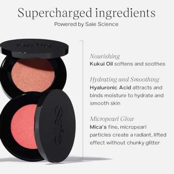 Saie Glow Sculpt Multi-Use Highlighter + Cream Blush - Lightweight with Hyaluronic Acid + Micropearl...