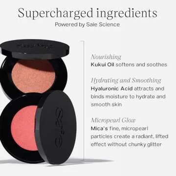 Saie Glow Sculpt Multi-Use Highlighter + Cream Blush - Lightweight with Hyaluronic Acid + Micropearl...