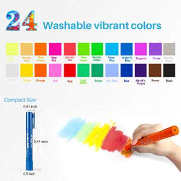 MayMoi 24PCS Washable Tempera Paint Sticks | Non-Toxic, Quick Drying & No Mess Paint Sticks for Kids...