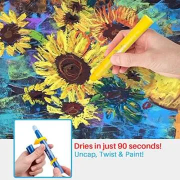 MayMoi 24PCS Washable Tempera Paint Sticks | Non-Toxic, Quick Drying & No Mess Paint Sticks for Kids, 24 Bright Colors, Best Art Birthday Gifts for Kids (6g)