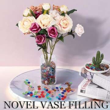 50PCS Mini Glass Gems,Mixed Colour Mancala Stones Flat Bottom Marble Beads for Home Decorative Art Craft Vase Filler(0.5"~0.7")