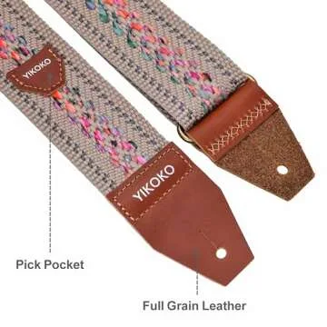 YIKOKO Guitar Strap: Comfortable Cotton Design with Leather Ends and Accessories